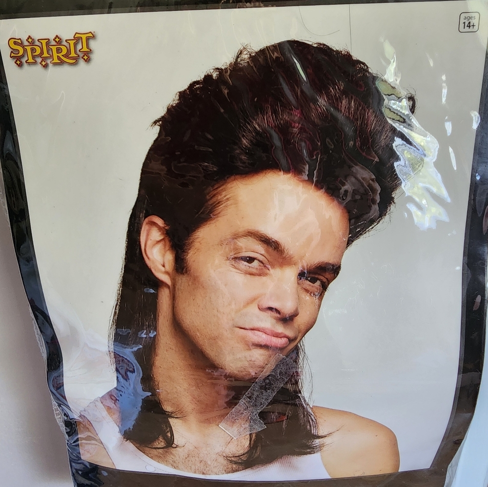 New Spirit Black Mullet Costume Wig - Picture 3 of 4
